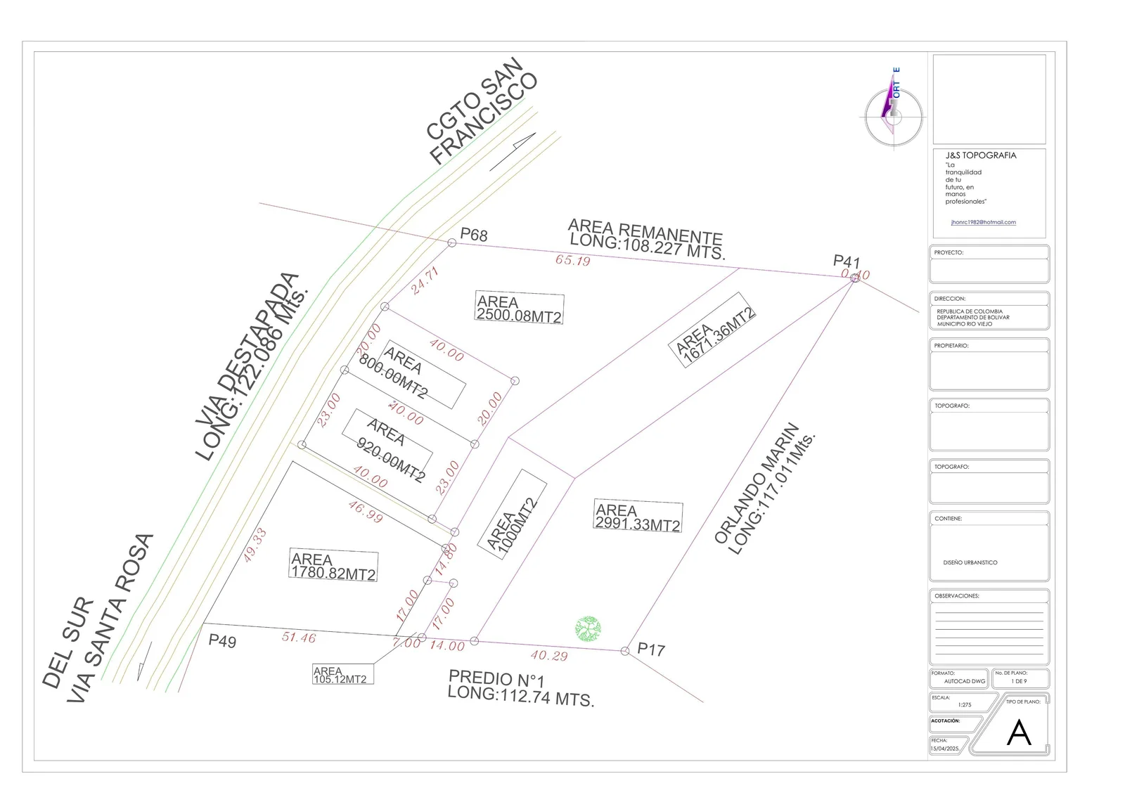 Planos topográficos del Hotel El Más Adentro